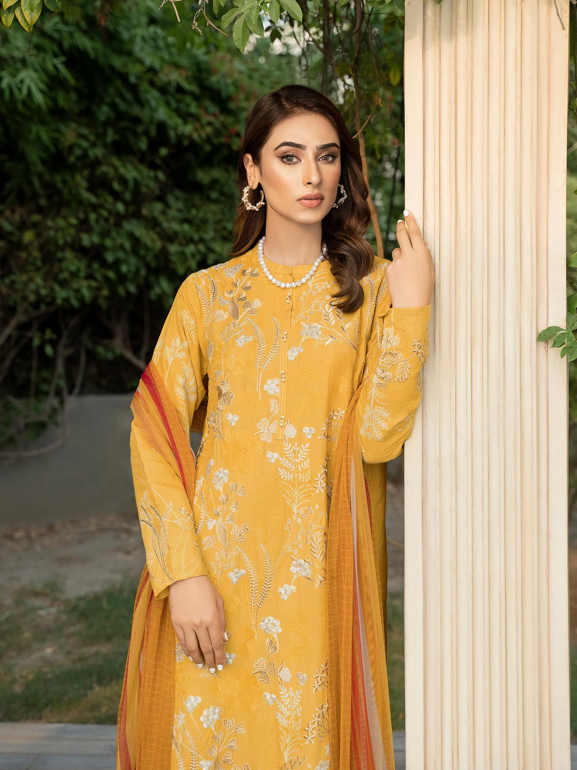 2 Piece Embroidered Silk Suit