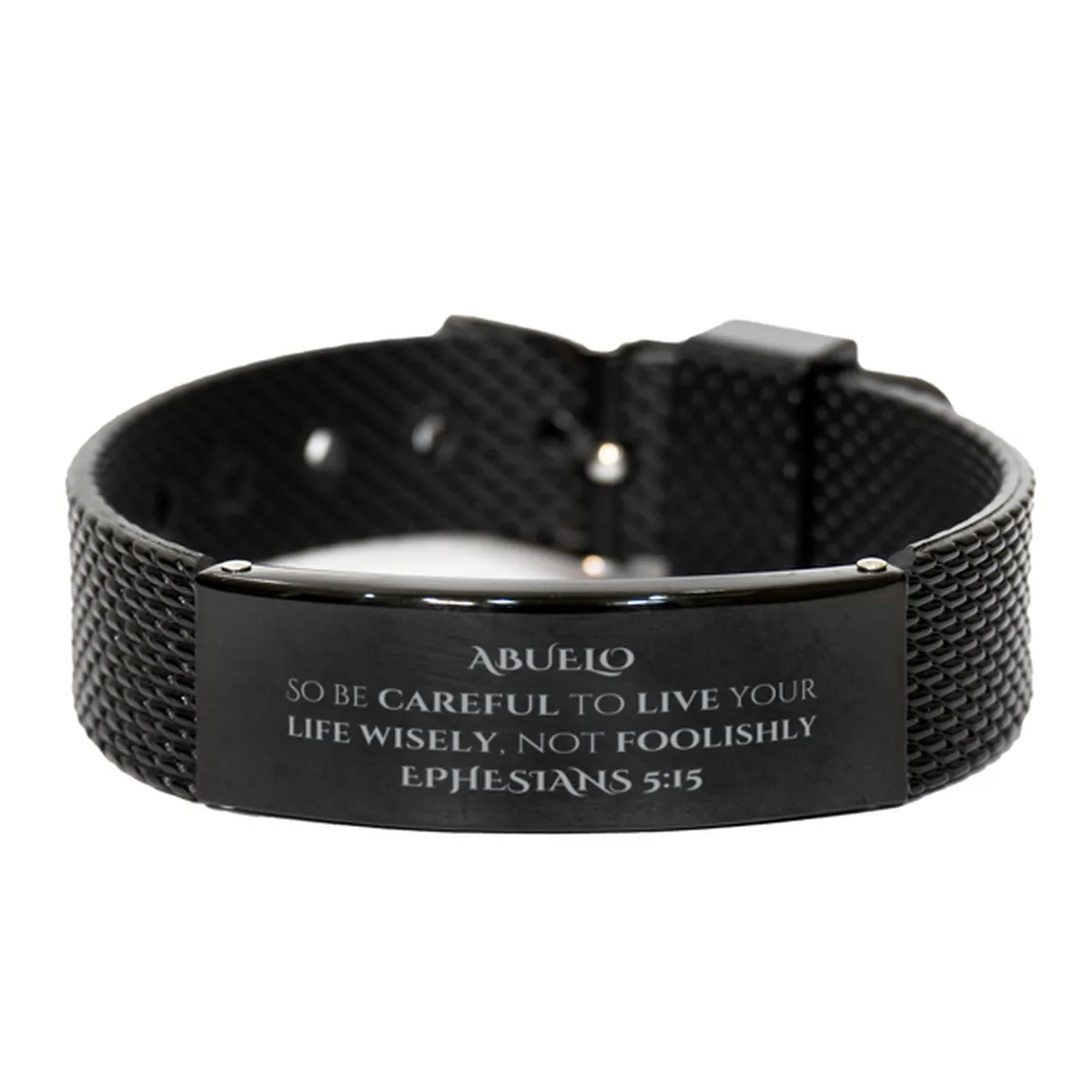 Abuelo Black Shark Mesh Bracelet - Live Your Life Wisely with Inspirational Confidence for Christmas, Birthday, and Veterans Day Gifts