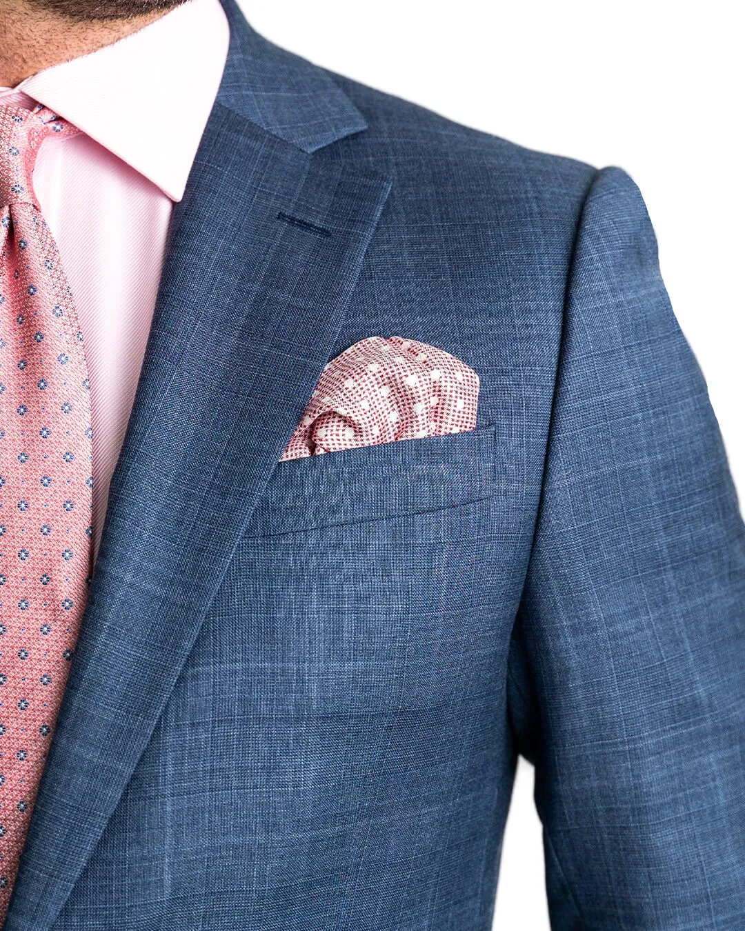 Blue Natural Stretch Sharkskin Check Suit