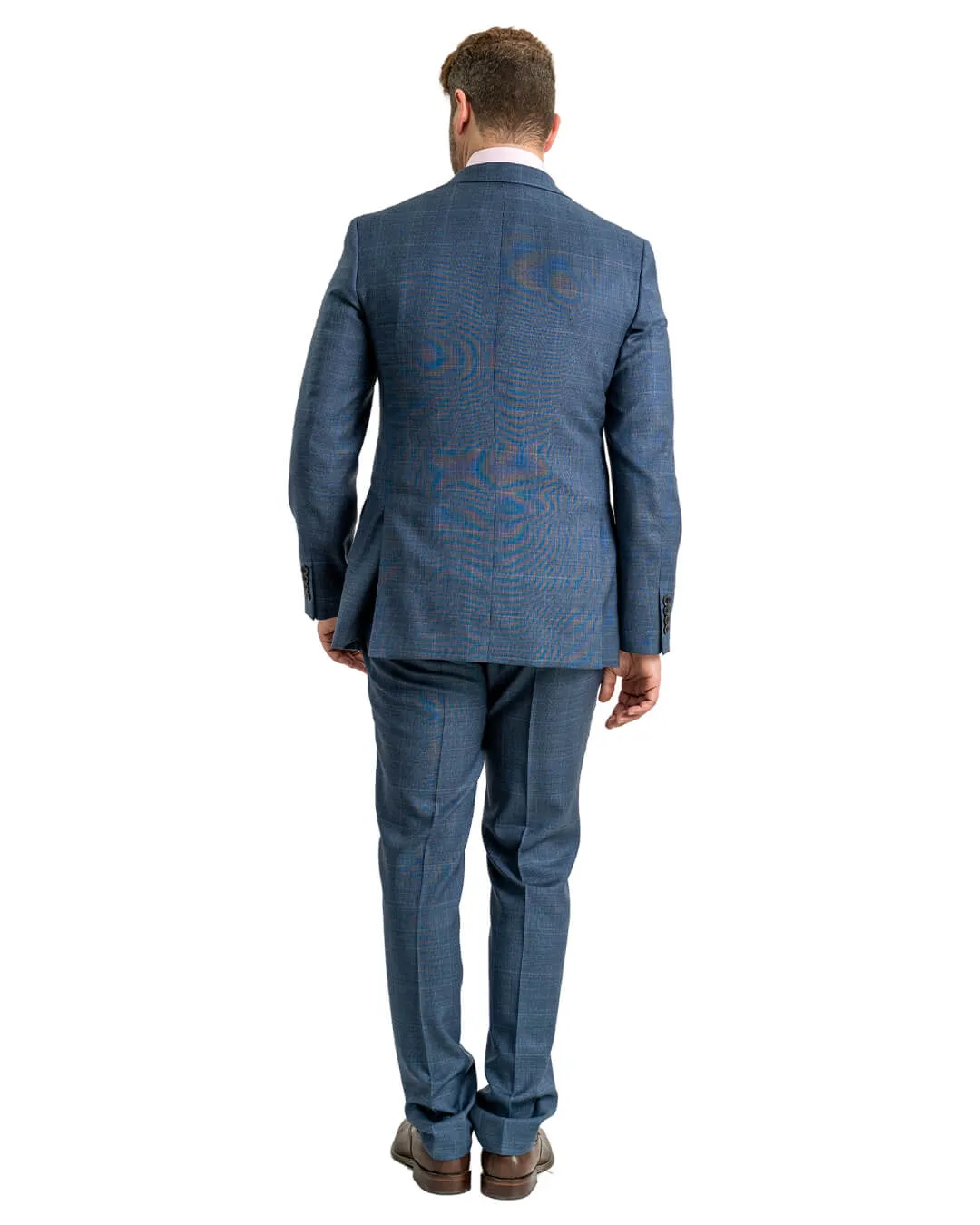 Blue Natural Stretch Sharkskin Check Suit