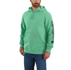 Carhartt Men's Signature Logo Hooded Pullover Sweatshirt_Sea Green Space Dye