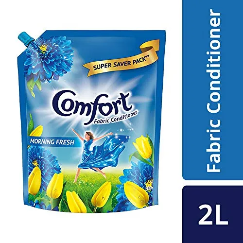 Comfort Morning Fresh Fabric Conditioner 2 L Refill Pack | After Wash Liquid Fabric Softener (Offer Pack) | Softness, Shine & Long Lasting Freshness