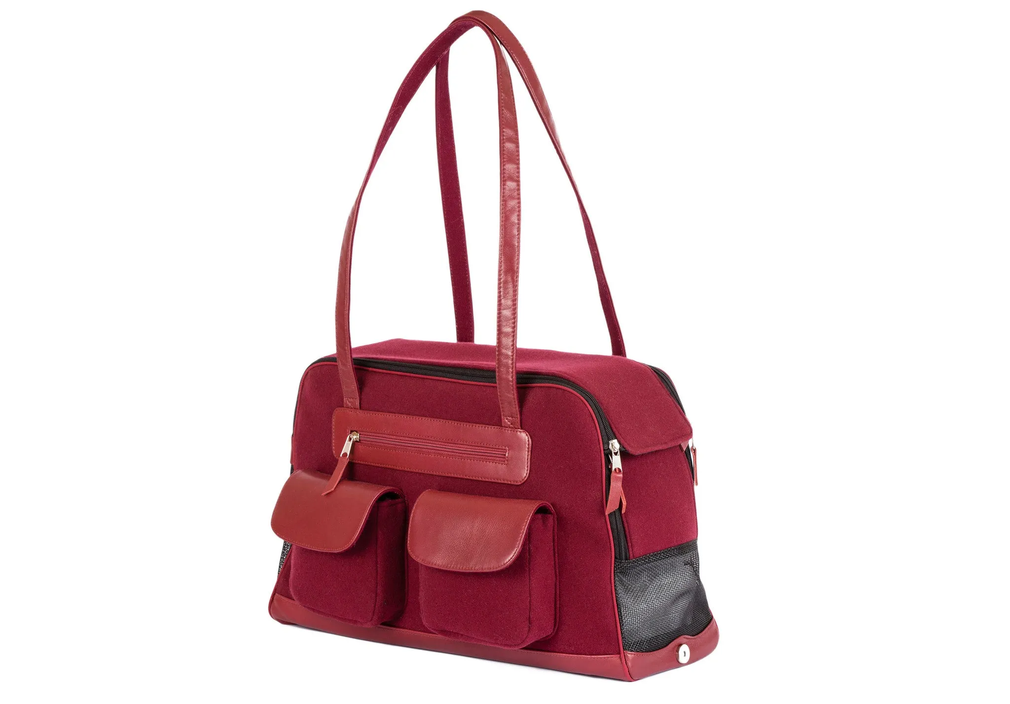 Dog Carrier - Winter - Cashmere/Wool Blend w/ Leather Straps - 4 Color Options