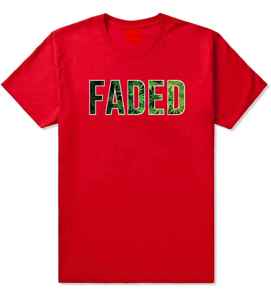 Faded Marijuana Weed Print T-Shirt