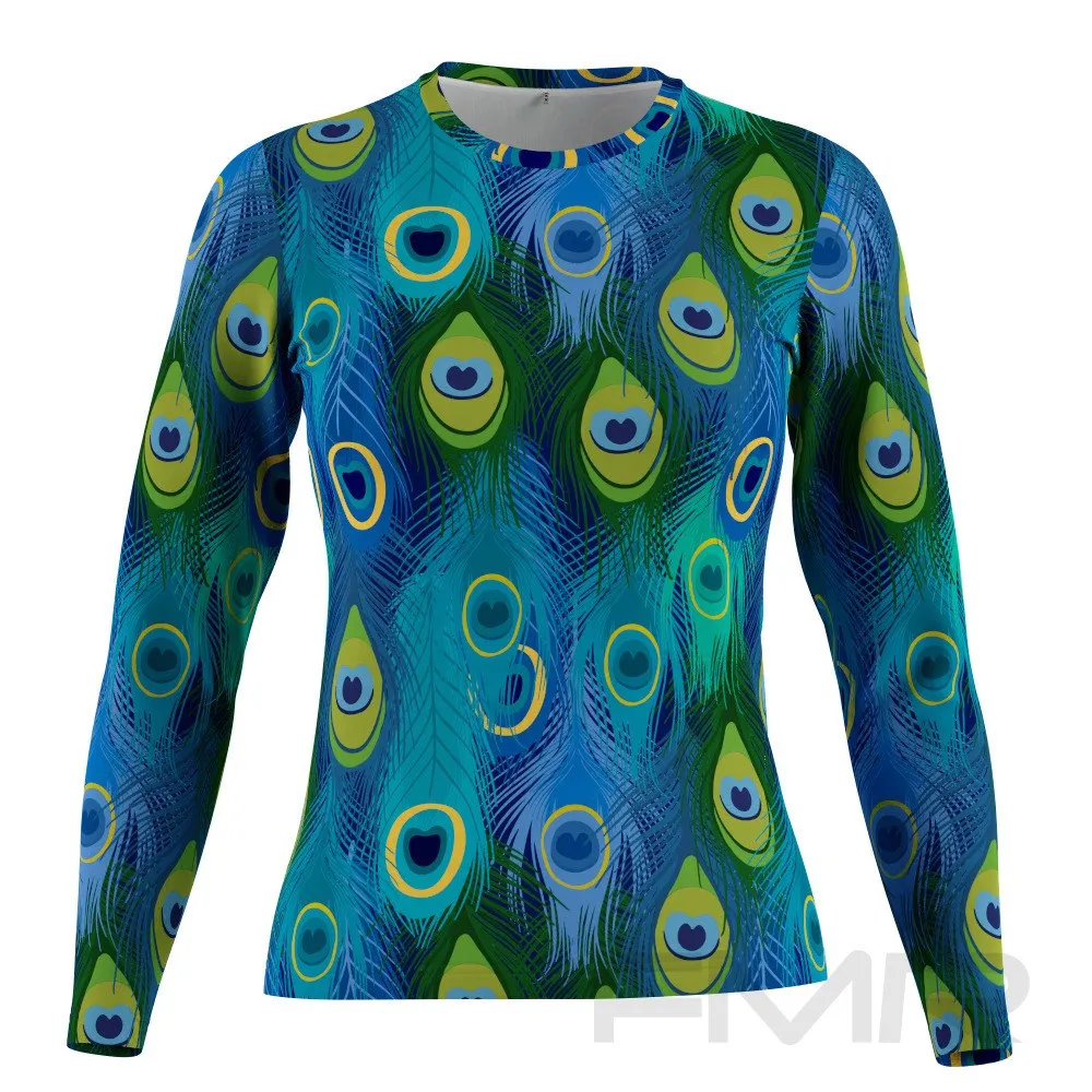 FMR Women's Peacock Print Long Sleeve Running Shirt