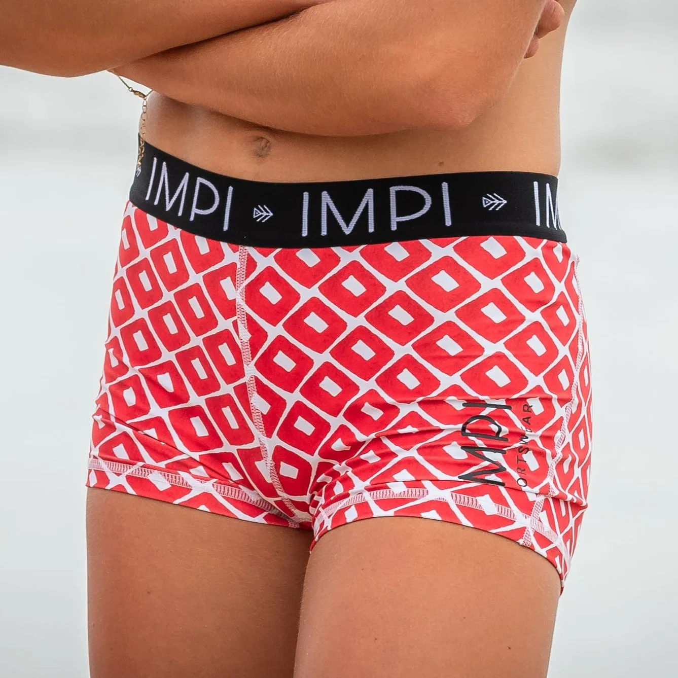 IMPI Elastic Running Shorts - Red Squares