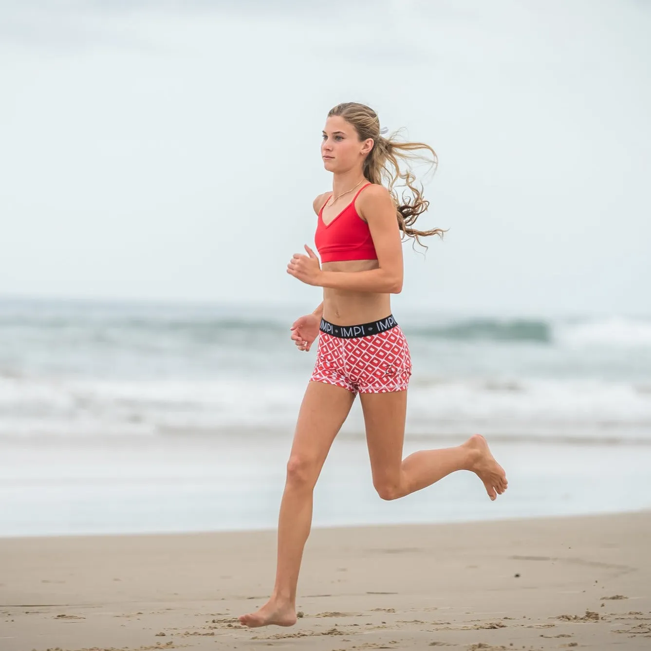 IMPI Elastic Running Shorts - Red Squares