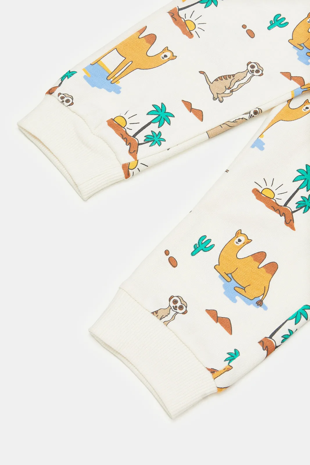 Infant Boys Cream Camel Print Active Pants