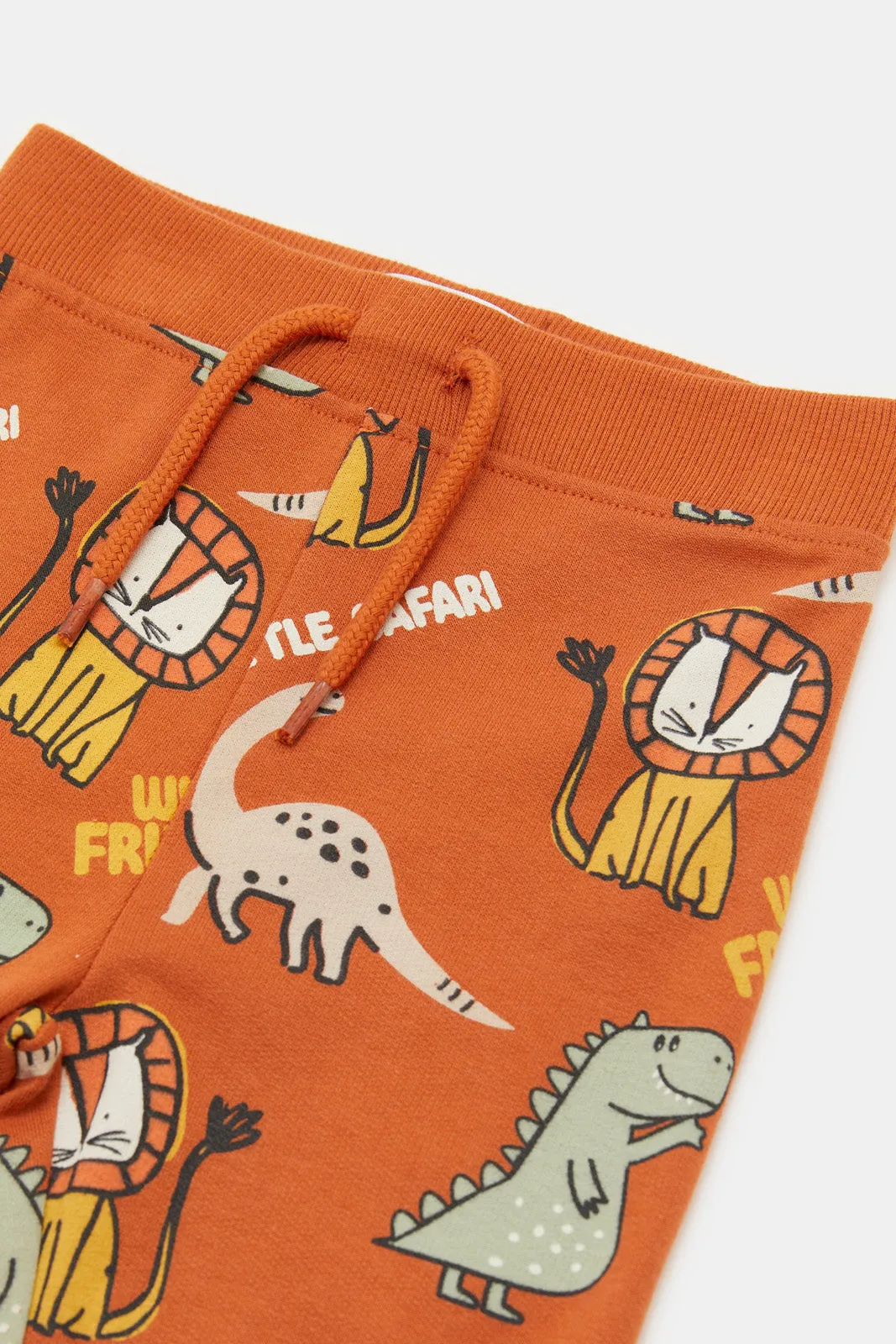 Infant Boys Orange Printed Active Pants