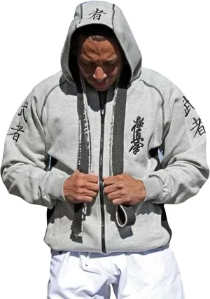 MEN EMBROIDERED KYOKUSHIN KANJI SPORTS ATHLETIC HOODIE FULL ZIPPER