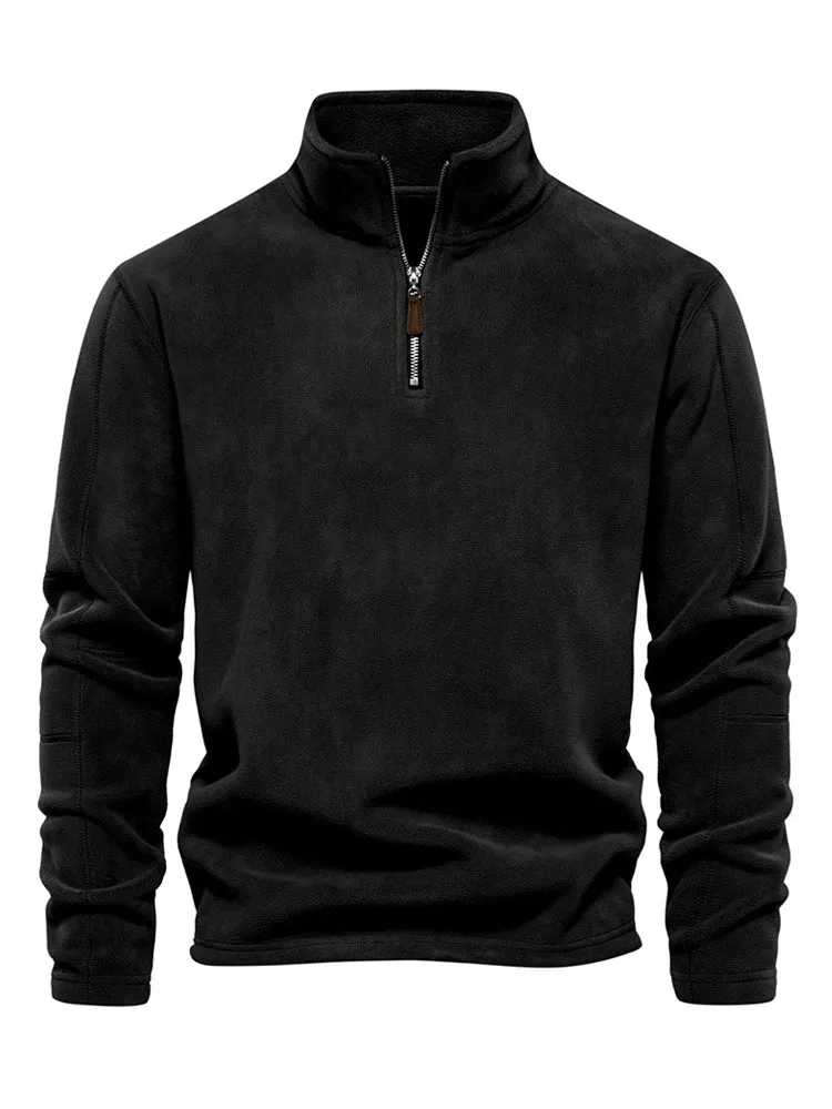 Men's Stand-Up Collar Half Zip Long Sleeve Hoodie