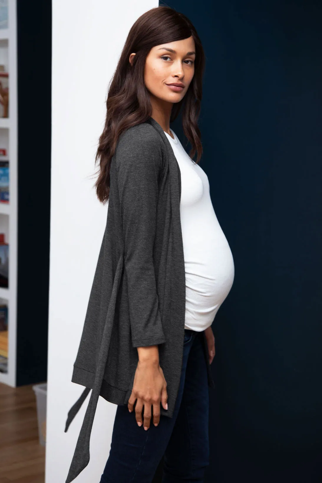 Milonga Maternity Cardigan in Charcoal Grey