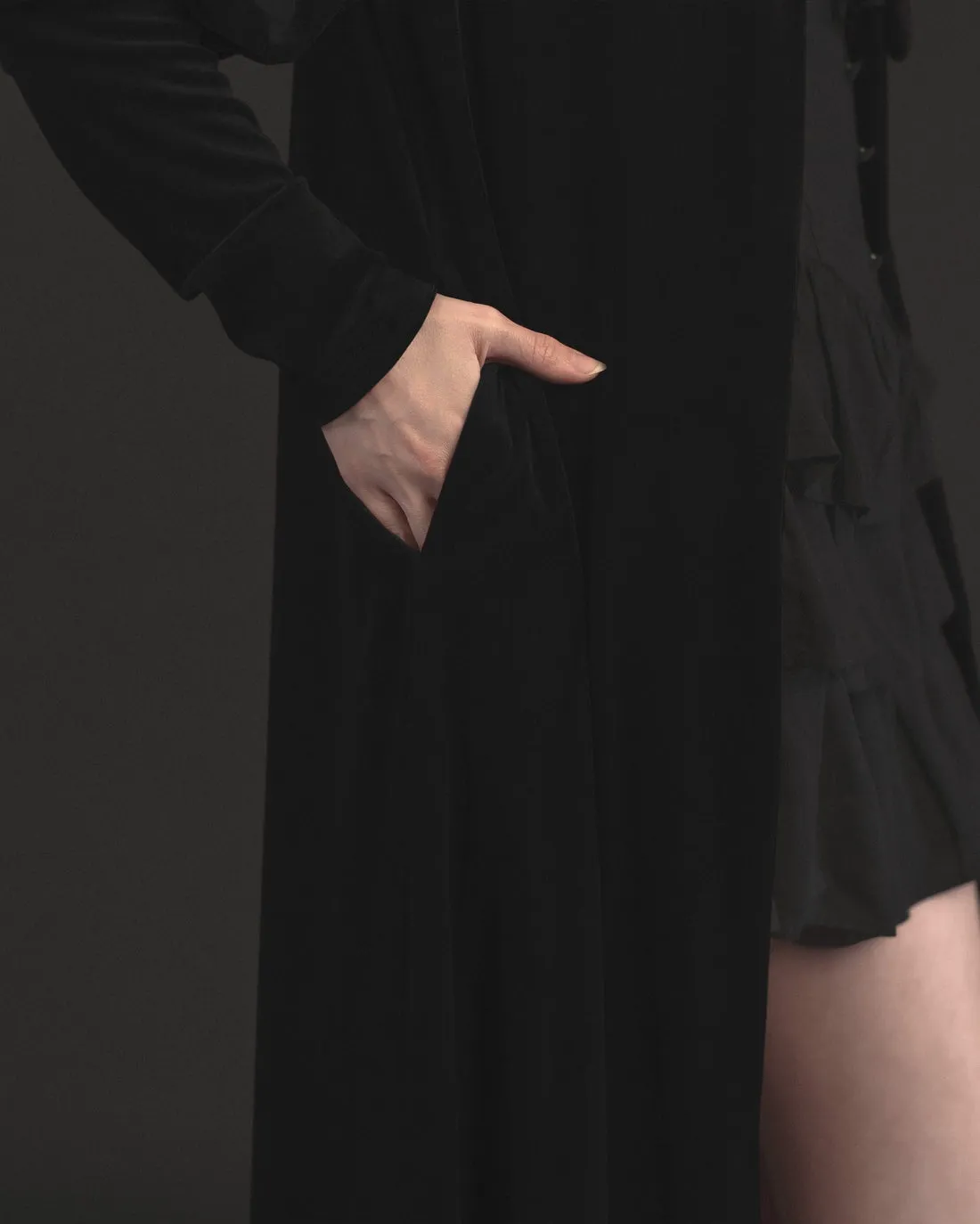 Morticia Black Velvet Duster by Lively Ghosts