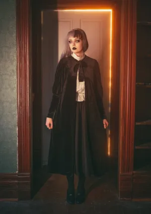 Morticia Black Velvet Duster by Lively Ghosts