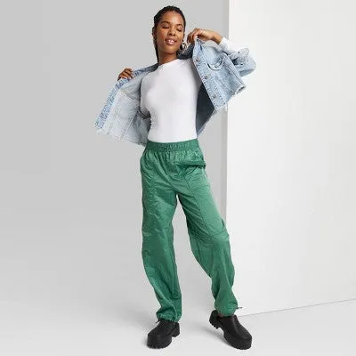 New - Women's High-Rise Toggle Parachute Pants - Wild Fable Green XXS