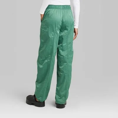 New - Women's High-Rise Toggle Parachute Pants - Wild Fable Green XXS