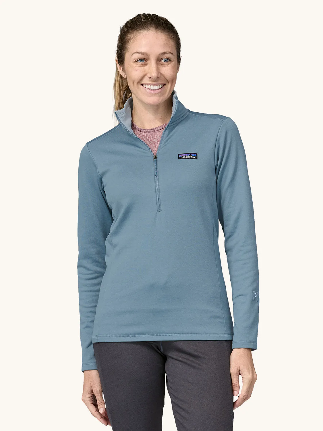 Patagonia Women's R1 Daily Zip Neck - Light Plume Grey