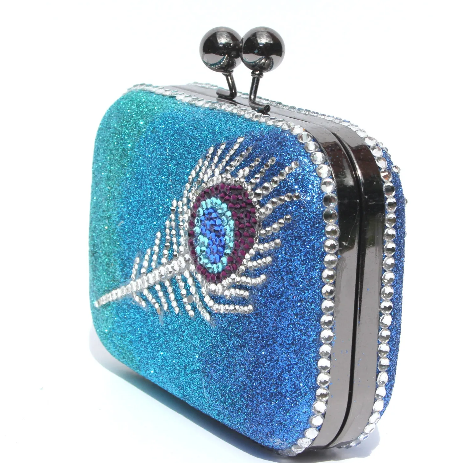 Peacock Feather Swarovski Crystal Clutch