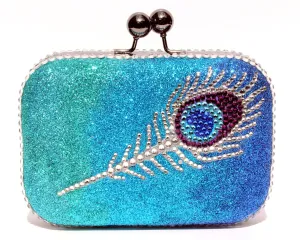 Peacock Feather Swarovski Crystal Clutch