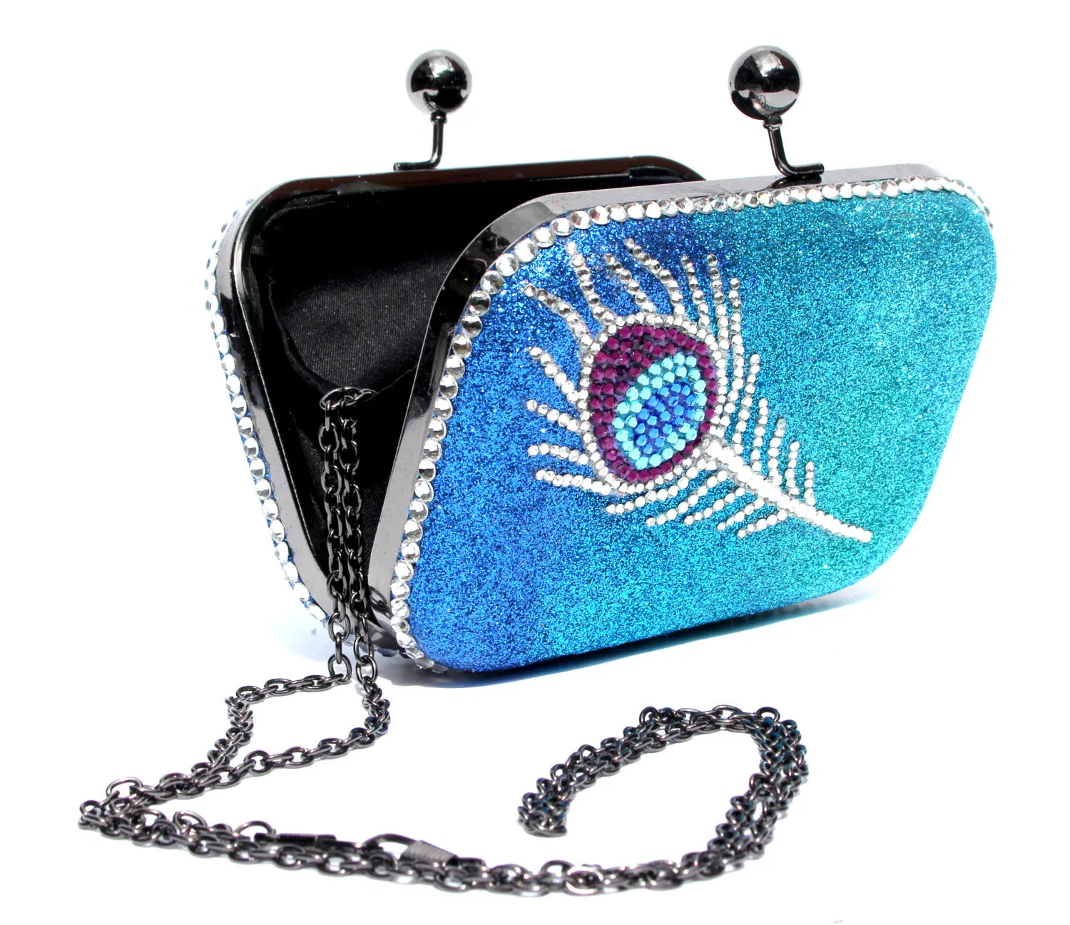 Peacock Feather Swarovski Crystal Clutch