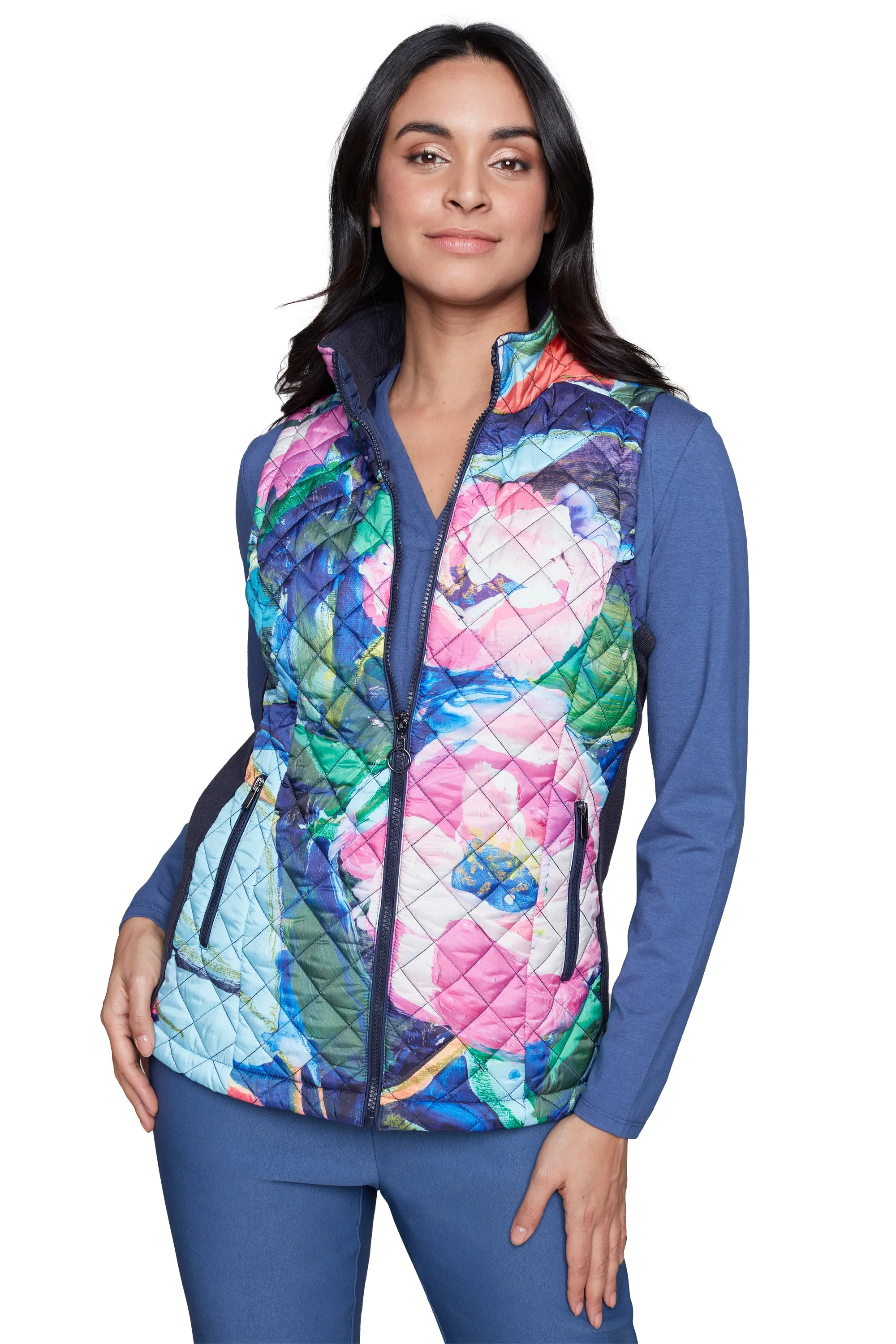 Pink Peonies Quilted Vest