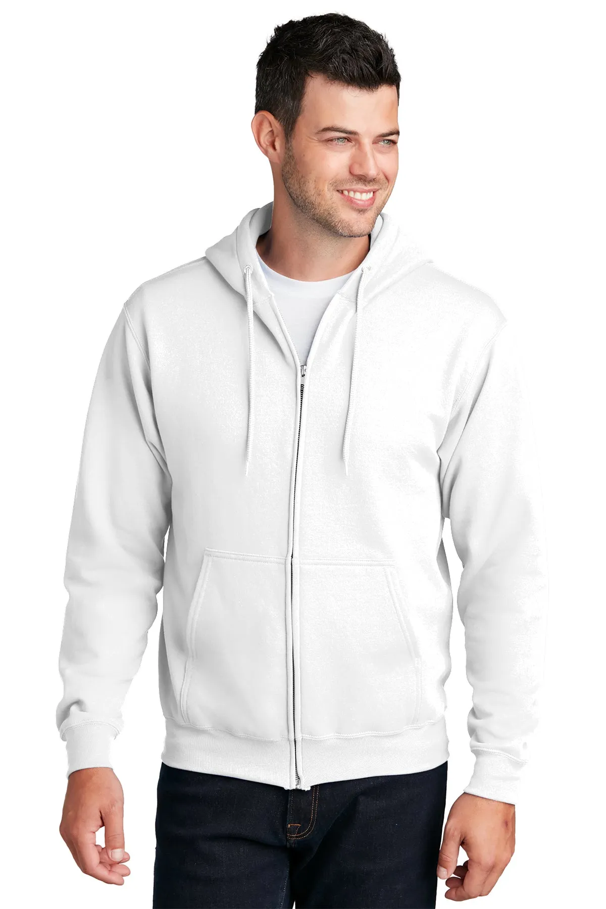 Port & Company Core Fleece Customized Zip Hoodies, White