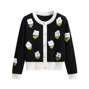 Pre Order:  Vintage Flower Knitted Cardigan