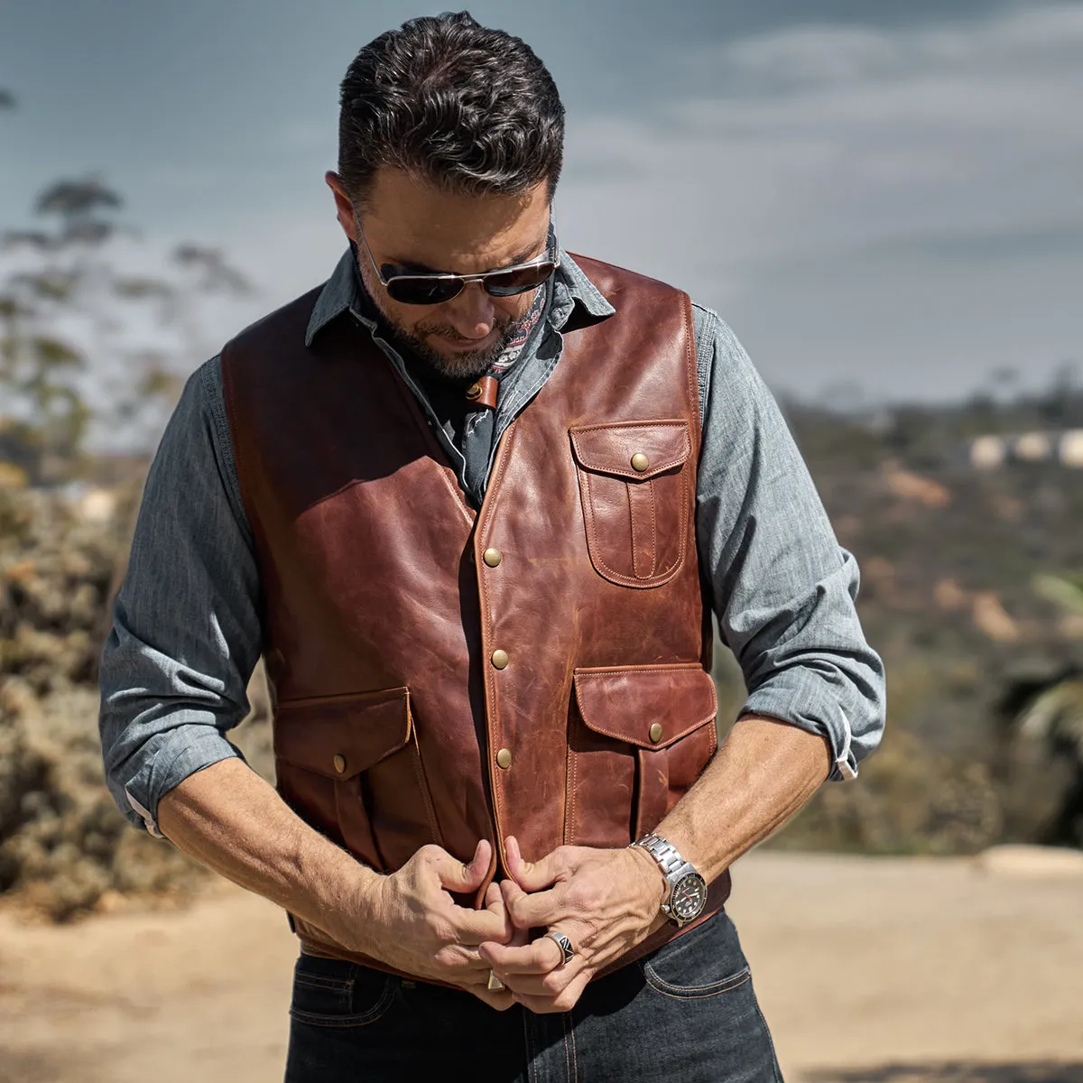 Preston Antiqued Whiskey Vest No.62