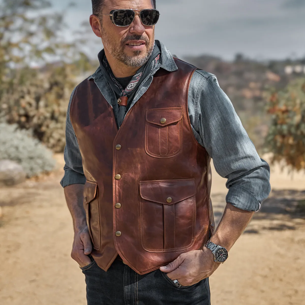 Preston Antiqued Whiskey Vest No.62