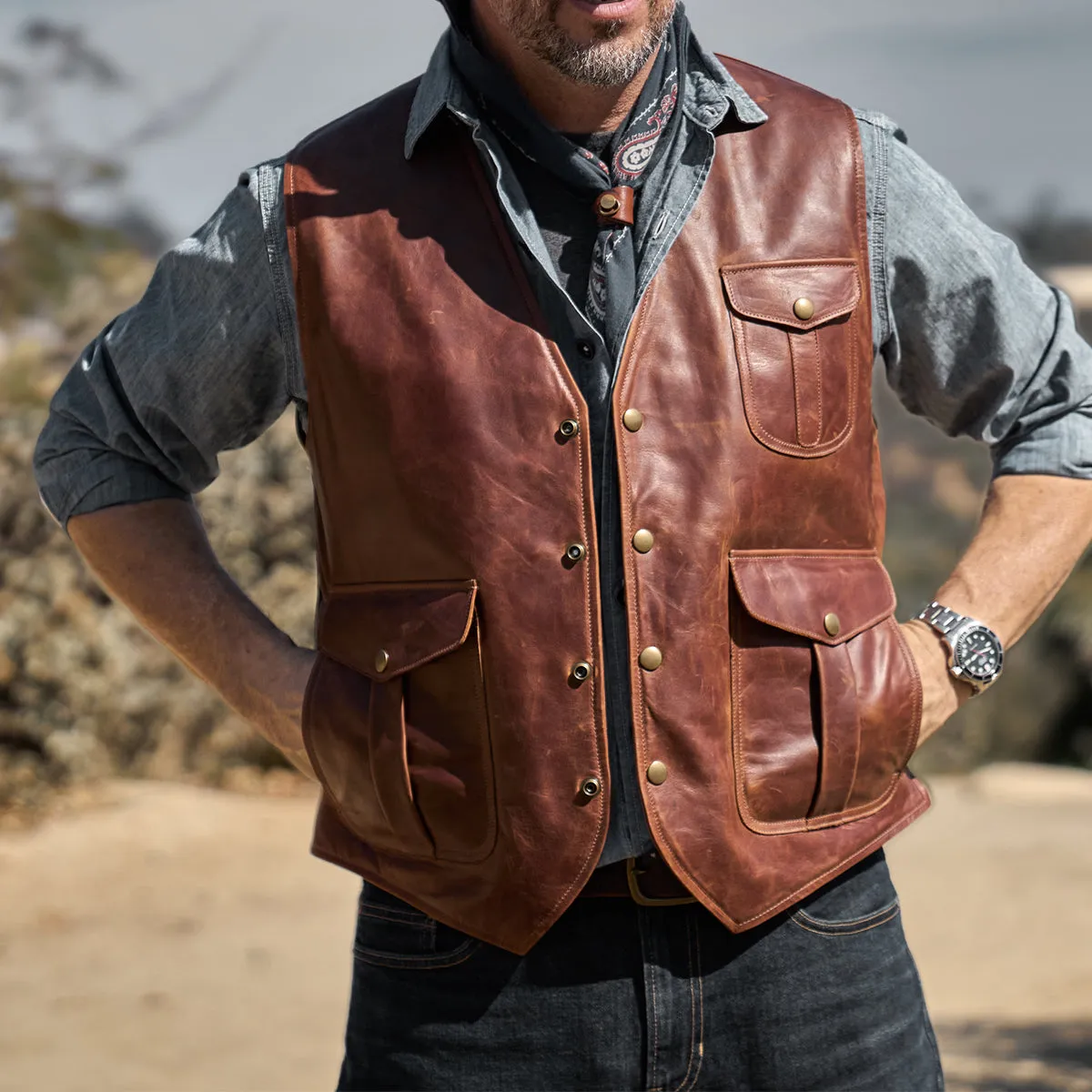 Preston Antiqued Whiskey Vest No.62