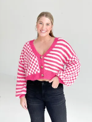 Rook Checkered Cardi - Pink