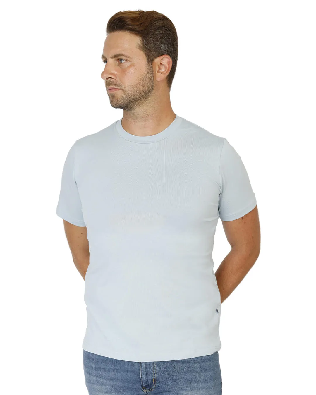 Sky Blue Cotton Crew Neck T-Shirt