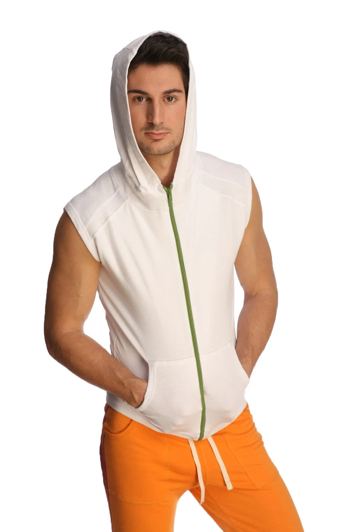 Sleeveless Yoga Hoodie (White)