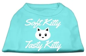 Softy Kitty, Tasty Kitty Screen Print Dog Shirt Aqua Med (12)