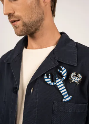 Striped lobster embroidered brooch - SAINT JAMES x Macon & Lesquoy (BLEU/BLANC)