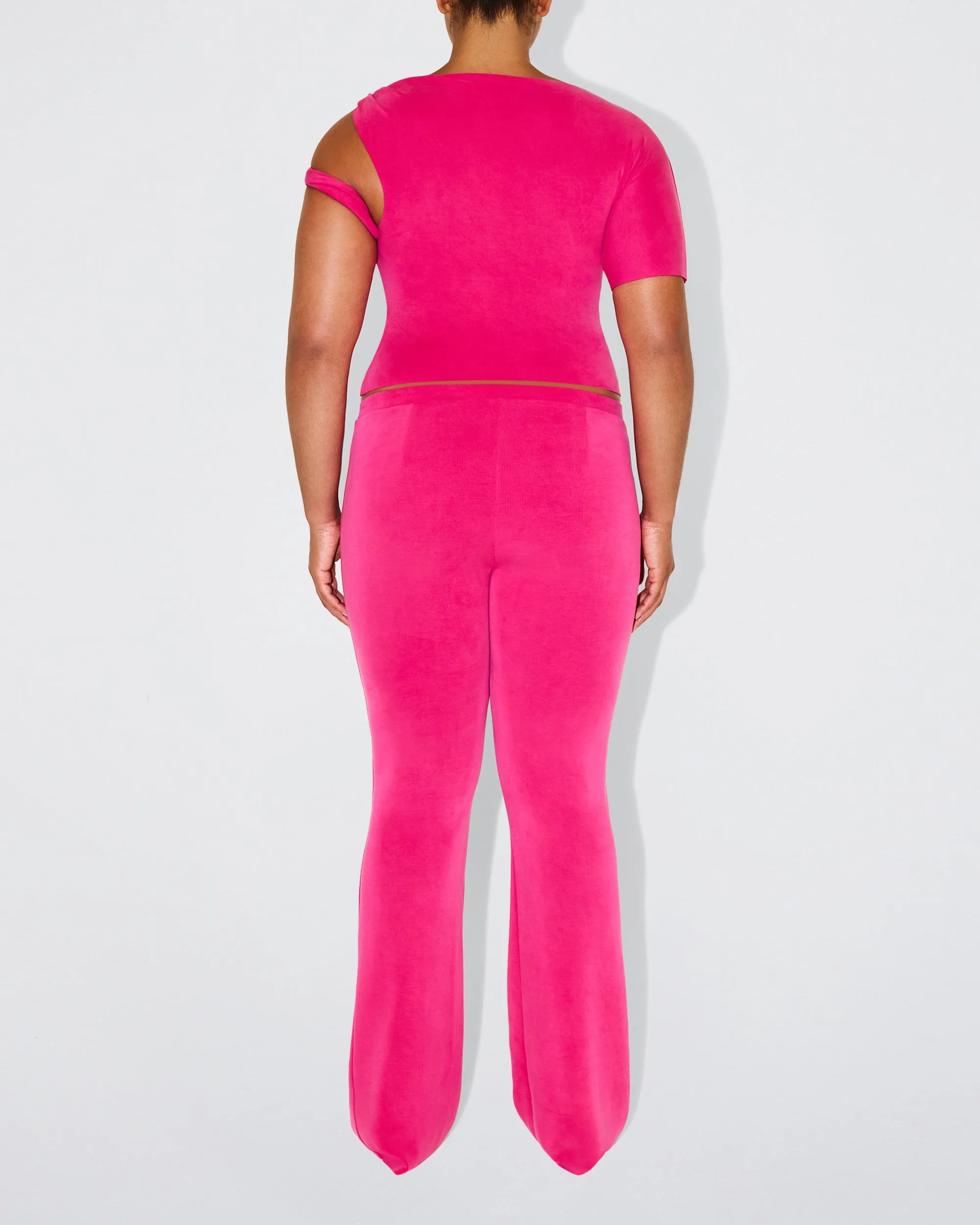 Sueded Stretch Low Rise Pant | Fuchsia