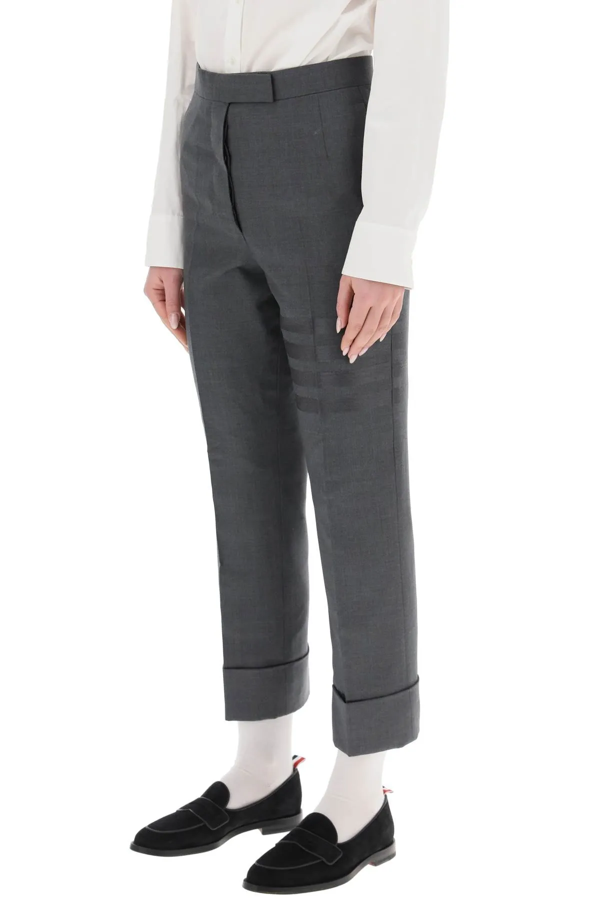 Thom browne 4-bar cropped turn-up pants