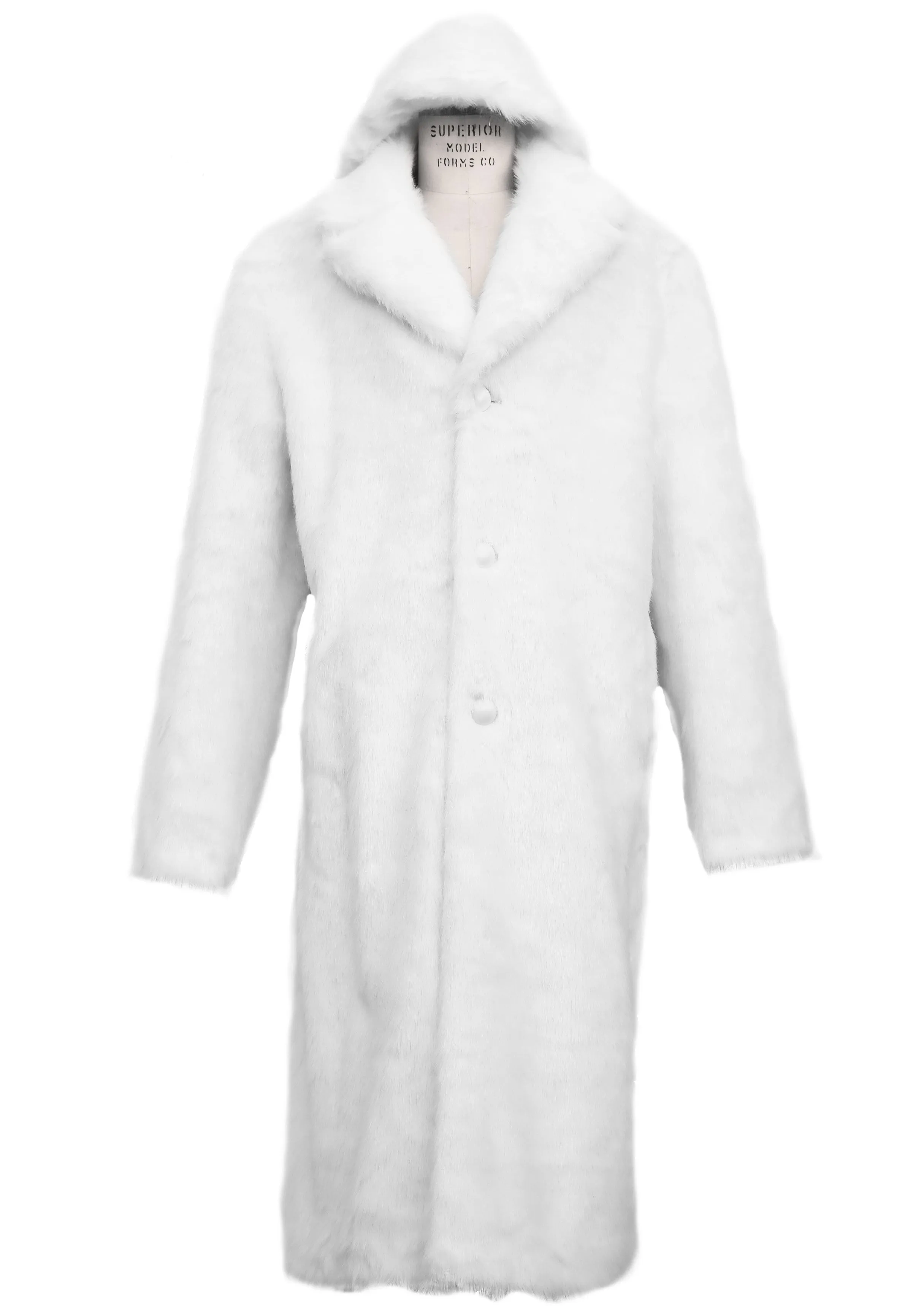 WINTER SPECIAL: FREE FUR HAT   Faux Arctic Fur Coat Buttoned 1pc Long Zoot Suit - Arctic White