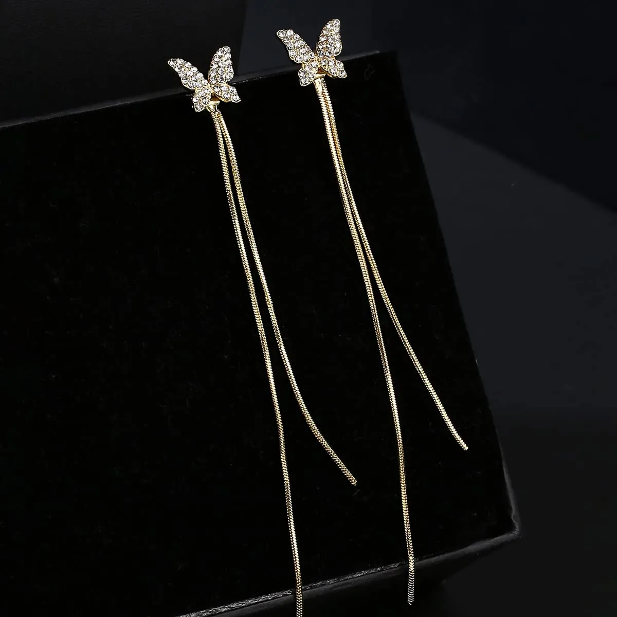 Yellow Chimes Earrings For Women Gold Tone Butterfly Shape Long Chain Twisted Tassel Earrings For Women and Girls