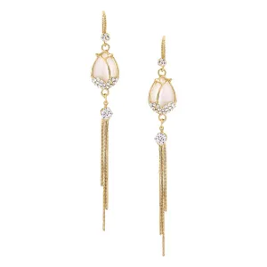 Yellow Chimes Earrings For Women Gold Tone Crystal Long Chain Tassel Dangler Earrings For Women and Girls