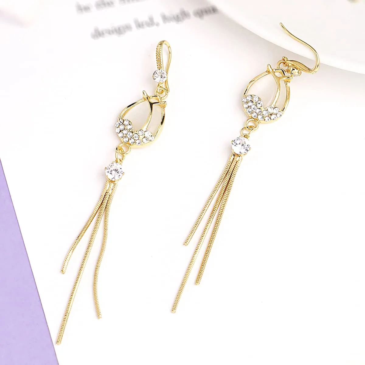 Yellow Chimes Earrings For Women Gold Tone Crystal Long Chain Tassel Dangler Earrings For Women and Girls