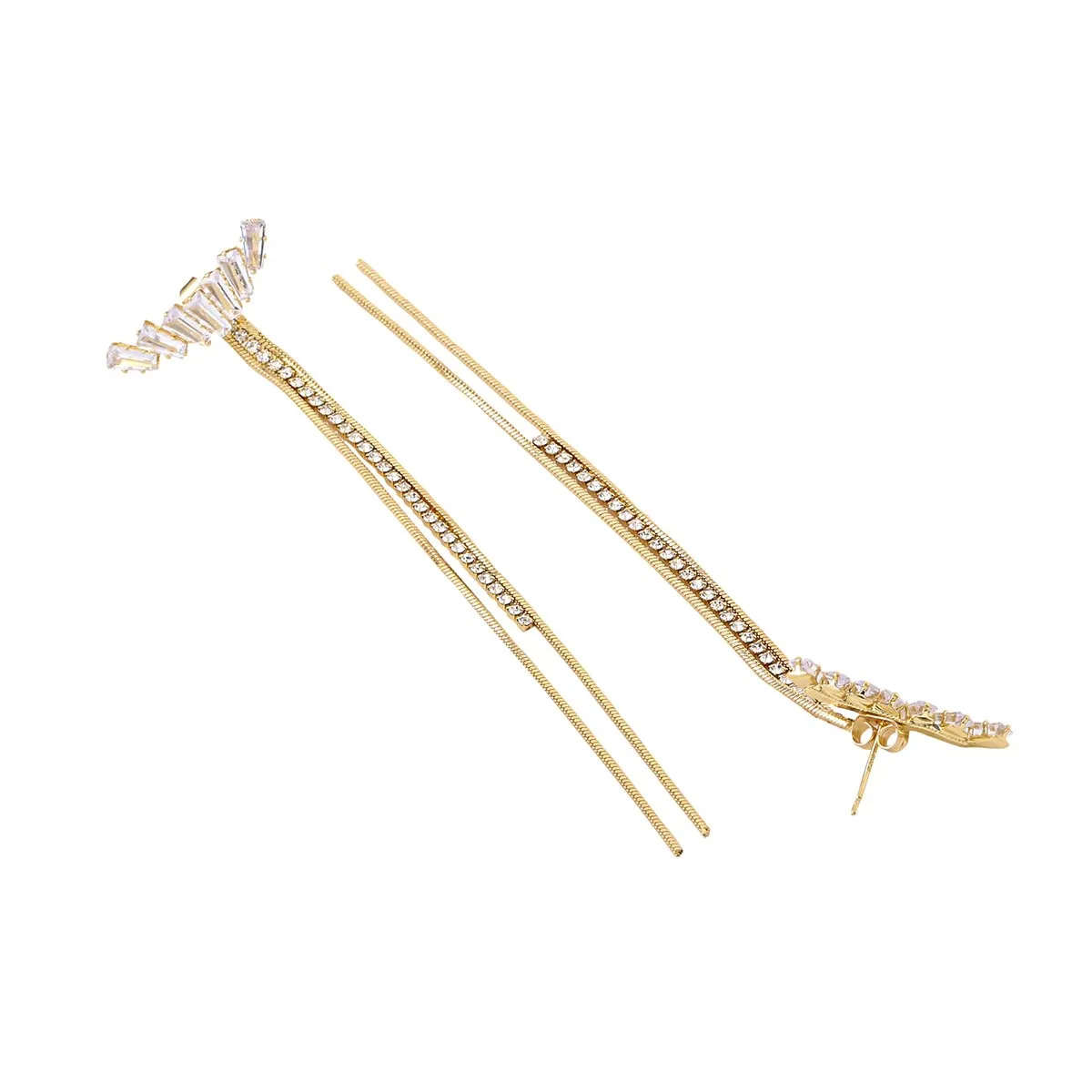 Yellow Chimes Earrings For Women Gold Tone Cystal Studded Long Tassel Chain Back Drop Earrings For Women and Girls