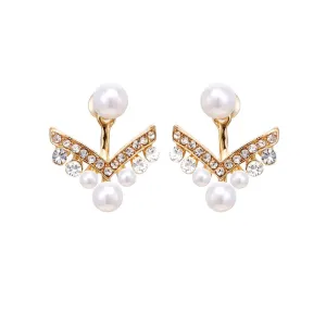 Yellow Chimes Earrings For Women Gold Tone Geometrical Shape Pearl Studded Drop Earrings For Women and Girls