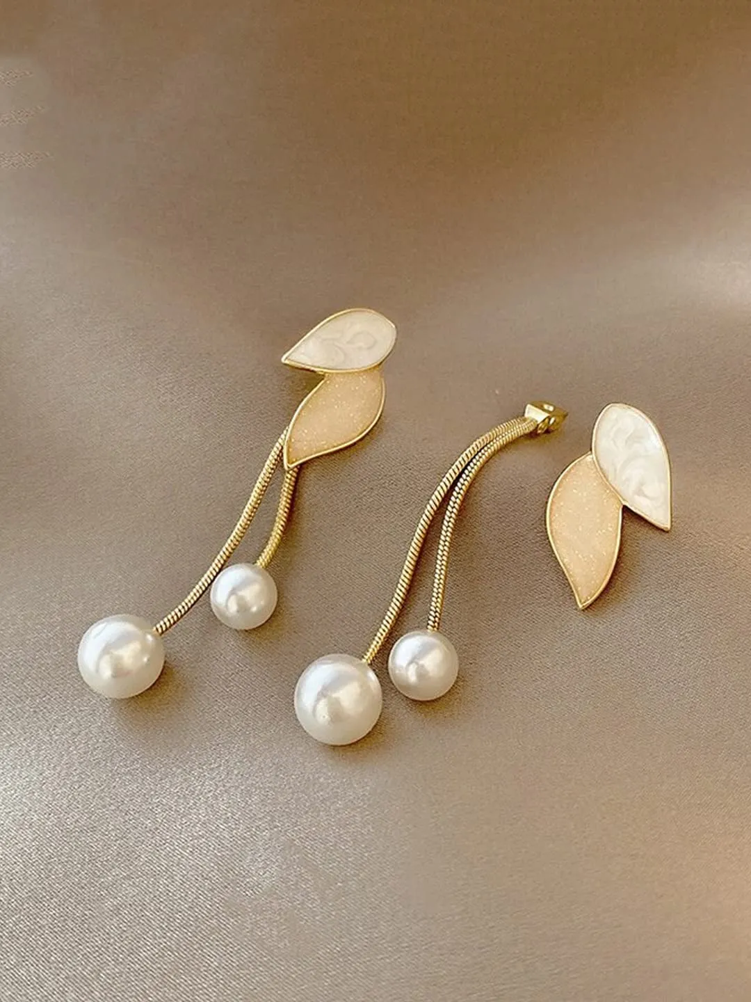 Yellow Chimes Earrings For Women Gold Tone Multicolor Leaf Designed Stone Pearl Dangler Earrings For Women and Girls