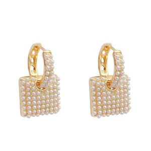 Yellow Chimes Earrings For Women Gold Tone Rectangular Shape Pearl Beaded Drop Earrings For Women and Girls