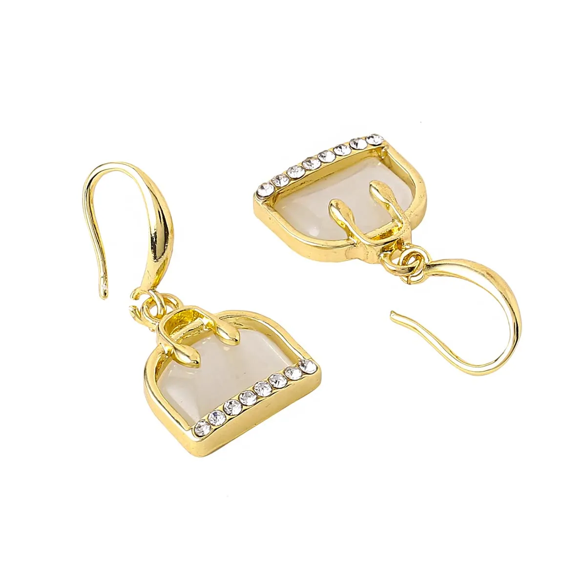 Yellow Chimes Earrings For Women Gold Toned Mini Handbag Designed Clear Crystal Drop Earrings For Women and Girls