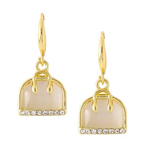 Yellow Chimes Earrings For Women Gold Toned Mini Handbag Designed Clear Crystal Drop Earrings For Women and Girls