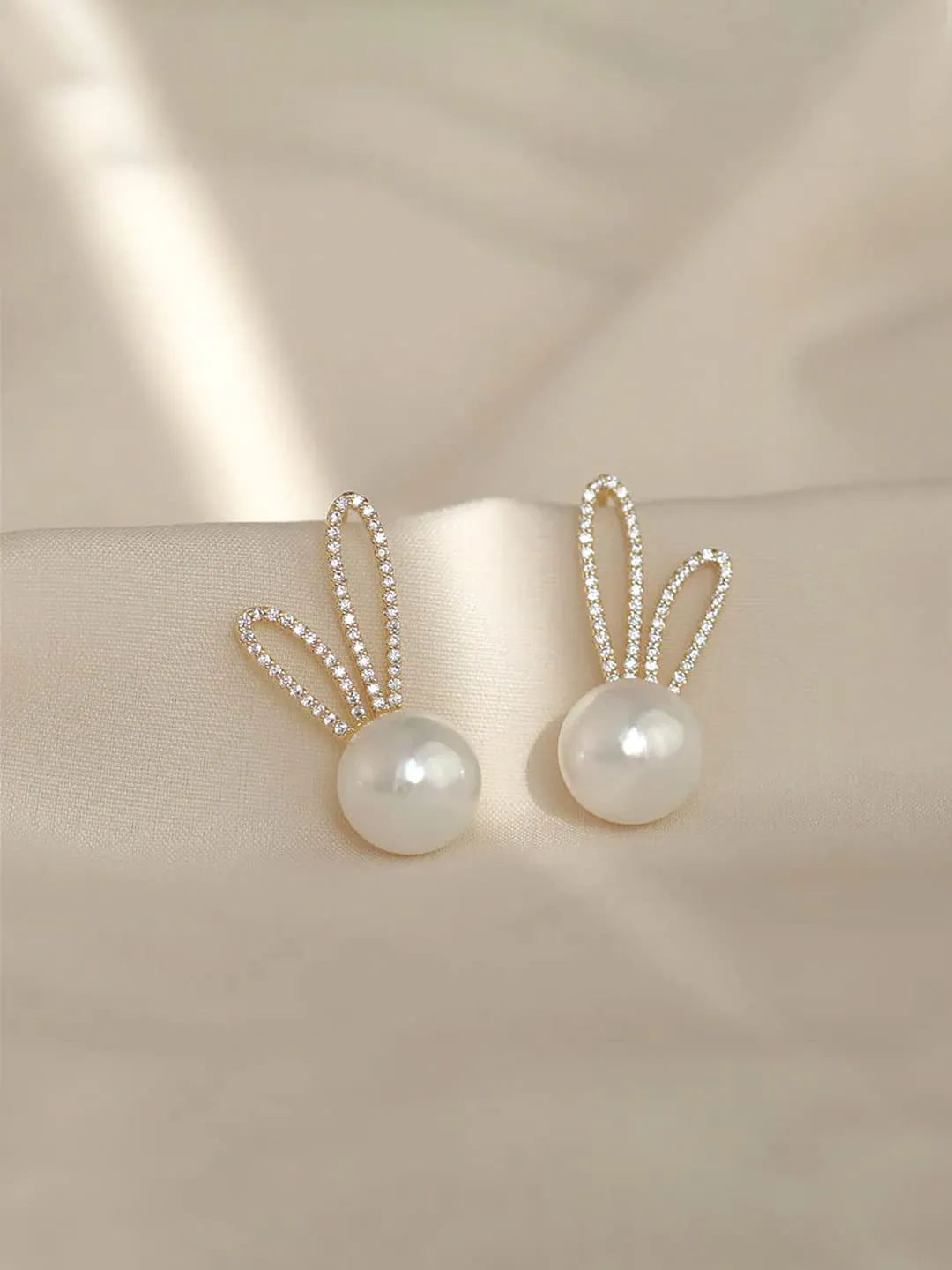 Yellow Chimes Earrings For Women Gold Toned Round Shaped Pearl Stud Crystal Studded Earrings For Women and Girls